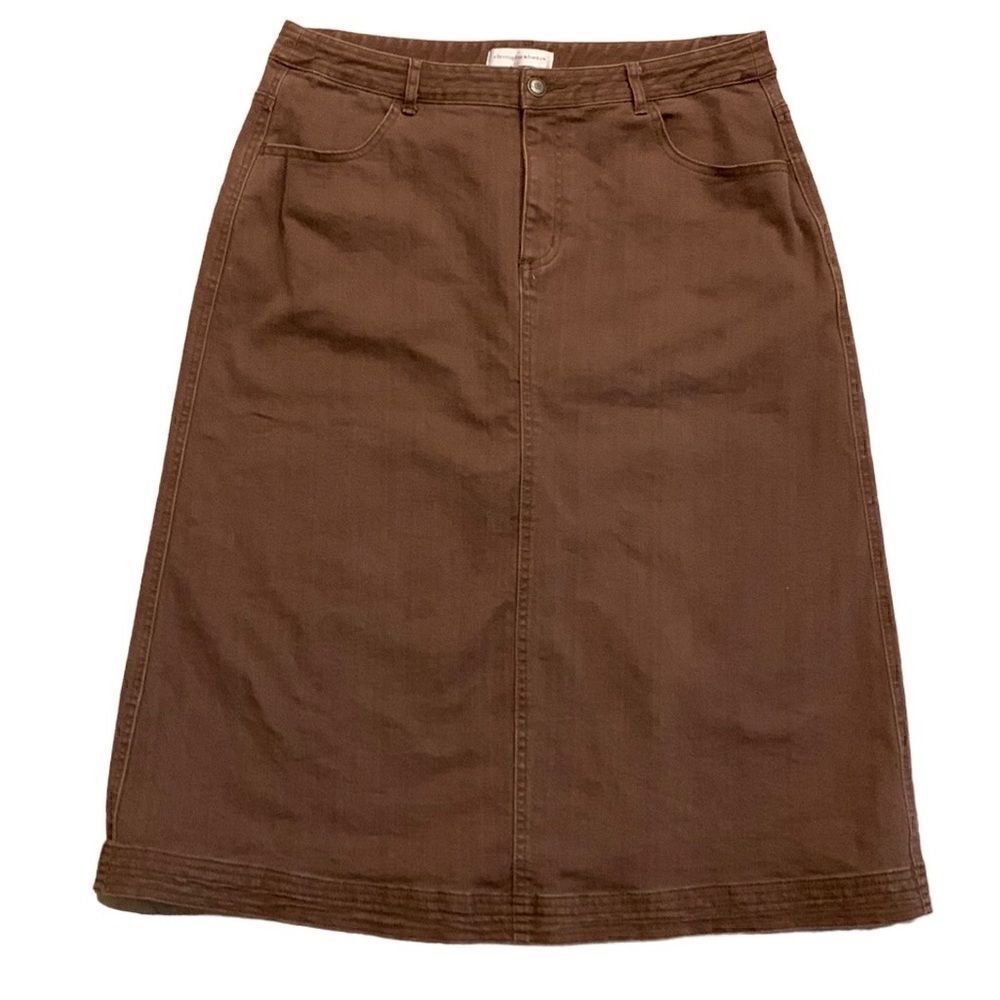 ‎Vintage Brown long Denim Jean Y2k Skirt size 10